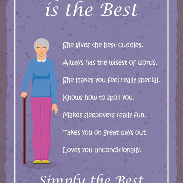 Schild Grandma is the best Oma Großmutter 12x18 / 20x30 / 30x40 Blech od. Holz