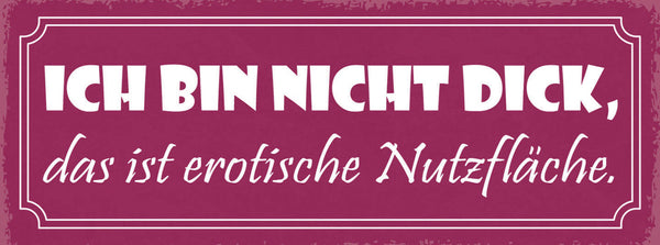 Schild Ich Bin Nicht Dick Das Ist Erotische Nutzfläche 27x10 Blech od.Holz