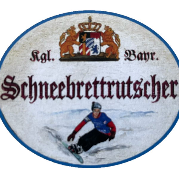 Nostalgie Holzschild Bayern Königlich Bayerischer Schneebrettrutscher Schild
