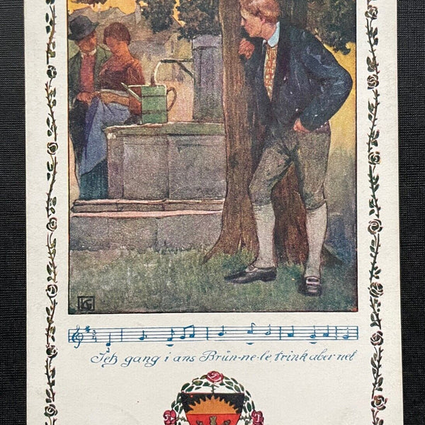 Ans Brünnele Lied Brunnen Paar Mann beobachtet Deutscher Schulverein 400428 TH