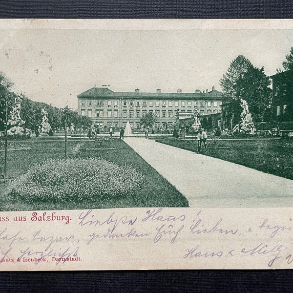 Gruss aus Salzburg Schloss Mirabell Garten Brunnen Statue Österreich 400452 TH