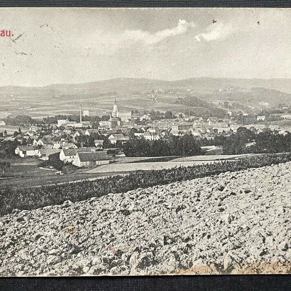 Kratzau Chrastav Stadt Ansicht Kirche Gebäude Feld Berg Tschechien 410124 TH C