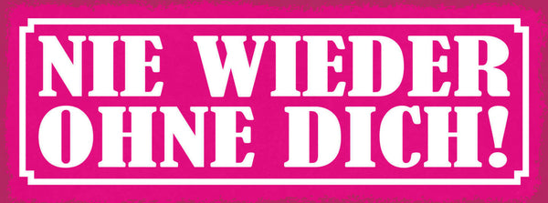 Schild Nie Wieder Ohne Dich Liebe Ehe Paar Beziehung 27x10 Blech od.Holz