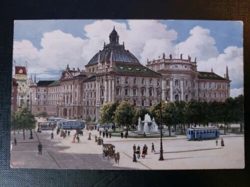 München Justizpalast Hauptplatz Alee Straßenbahn Kutsche Laterne 402584 WM F