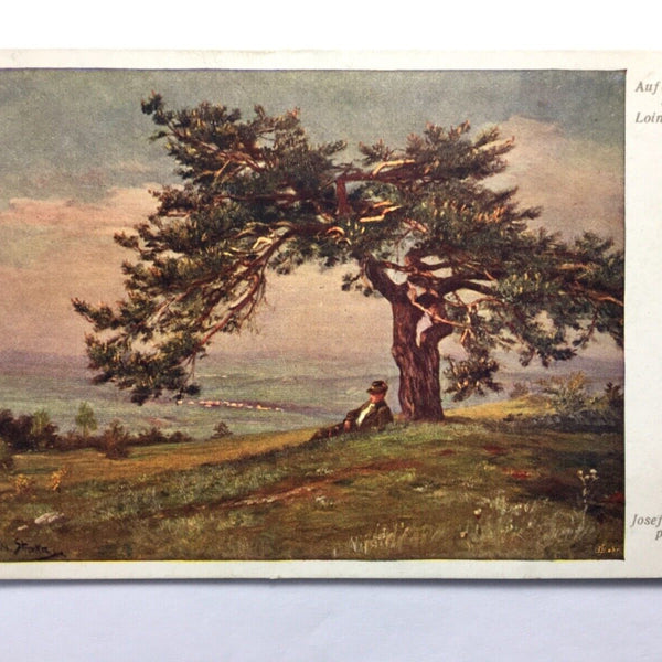 Auf einsamer Höhe (J. Straka) - Mann auf Alm unter Baum - Künstlerkarte 30160 TH
