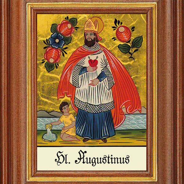 Hinterglasbild - Hl. Augustinus - Patronatsbild Taufe Namenspatron 12,7x16 TH