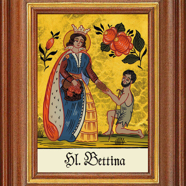 Hinterglasbild - Heilige Bettina - Patronatsbild Taufe Namenspatron 12,7x16