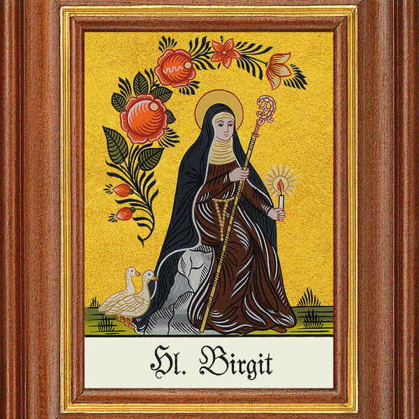 Hinterglasbild - Heilige Birgit 2 - Patronatsbild Taufe Namenspatron 12,7x16