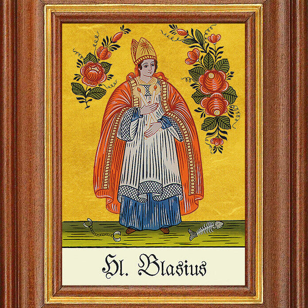 Hinterglasbild - Heiliger Blasius - Patronatsbild Taufe Namenspatron 12,7x16