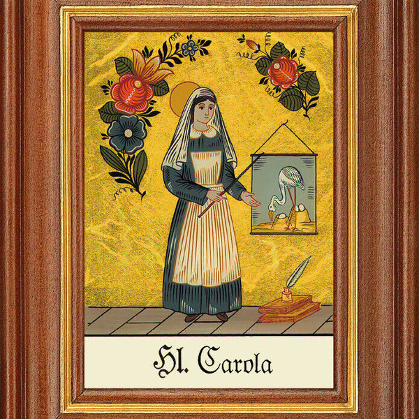 Hinterglasbild - Heilige Carola - Patronatsbild Taufe Namenspatron 12,7x16