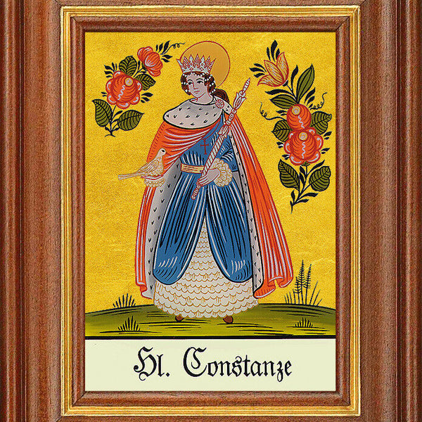 Hinterglasbild - Heilige Constanze - Patronatsbild Taufe Namenspatron 12,7x16