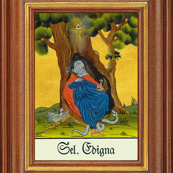 Hinterglasbild - Heilige Edigna - Patronatsbild Taufe Namenspatron 12,7x16