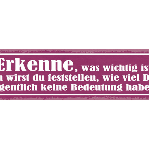 Schild Erkenne Was Wichtig Ist Du Wirst Feststellen Viele Dinge Keine Bedeutung