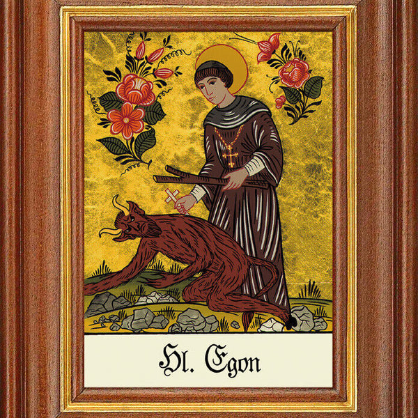 Hinterglasbild - Heiliger Egon - Patronatsbild Taufe Namenspatron 12,7x16