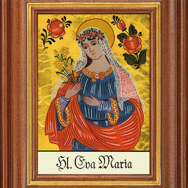Hinterglasbild - Heilige Eva Maria - Patronatsbild Taufe Namenspatron 12,7x16