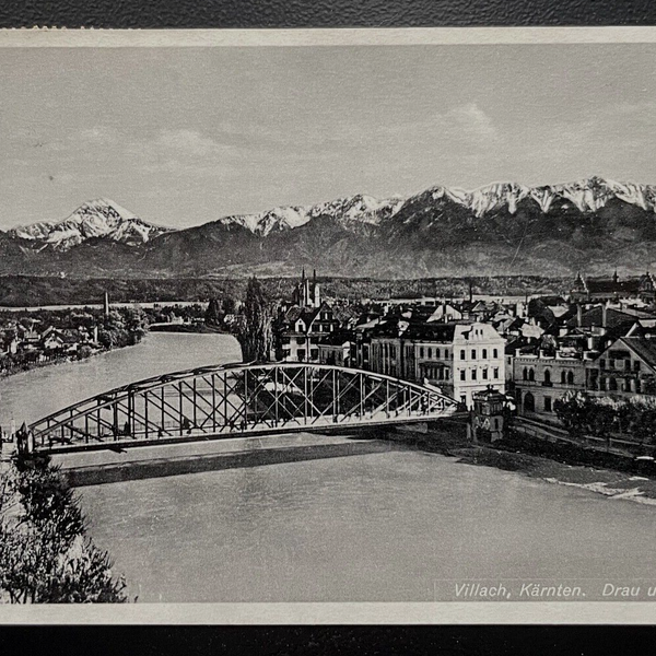 Villach Drau Karawanken Stadt Fluss Brücke Gebirge Kärnten Österreich 600138A D