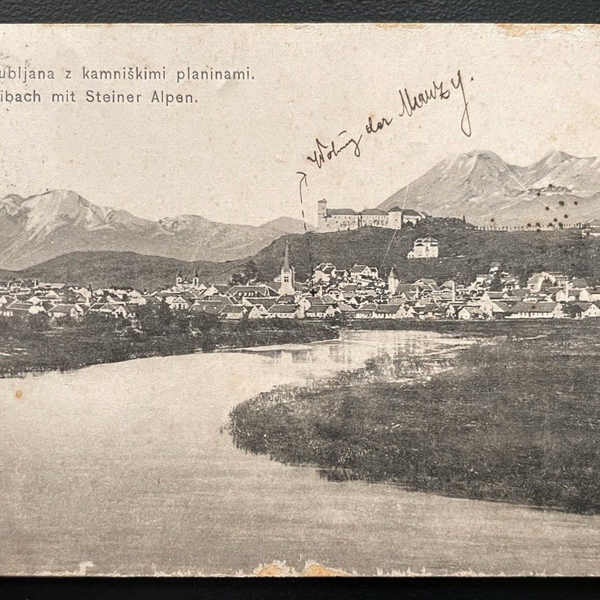 Laibach SteinerAlpen Ljubljana Stadt Burg Fluss Slowenien Jugoslawien 600106A D