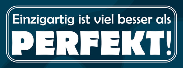 Schild Einzigartig Ist Viel Besser Als Perfekt 27 x 10 Blech od. Holz
