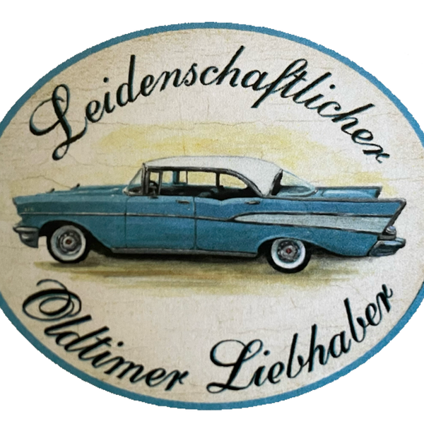 Nostalgie Holzschild Leidenschaftlicher Oldtimer Liebhaber Cadillac Schild