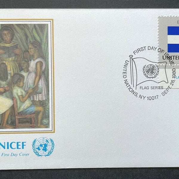 Brief Unicef FDC Flagge El Salvador Escuela Rural Minero ca.16,4x9,3cm 410305 PR