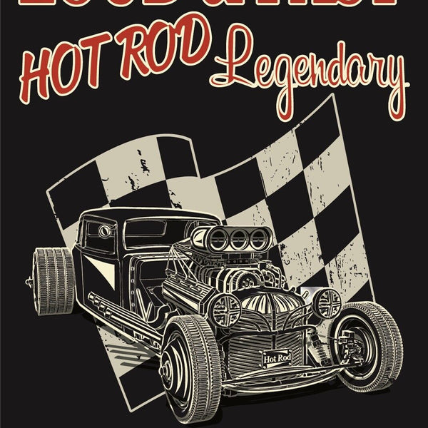 Nostalgie Schild Loud & Fast Hot Rod Auto 12x18 / 20x30 / 30x40 Blech od. Holz