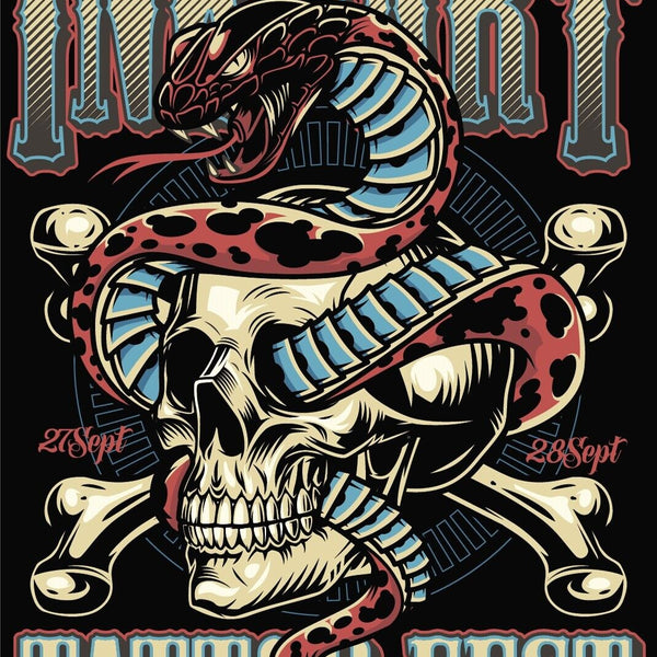 Nostalgie Schild Ink & Art Tattoo Fest 12x18 / 20x30 / 30x40 Blech od. Holz