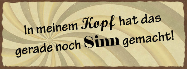Schild In Meinem Kopf Hat Das Gerade Noch Sinn Gemacht 27x10 Blech od.Holz