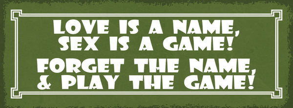 Schild Love Is A Name Sex Is A Game Forget The Name & Play The Game 27x10