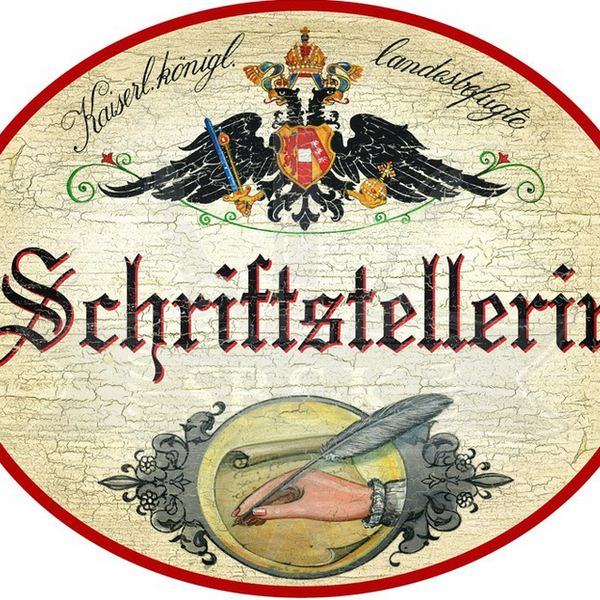KuK Nostalgie Holzschild Schrifstellerin